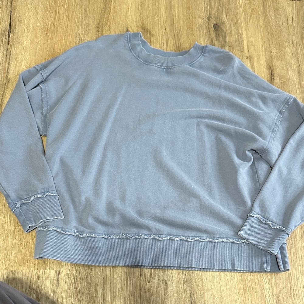 Natural Reflections Blue Textured Sweatshirt